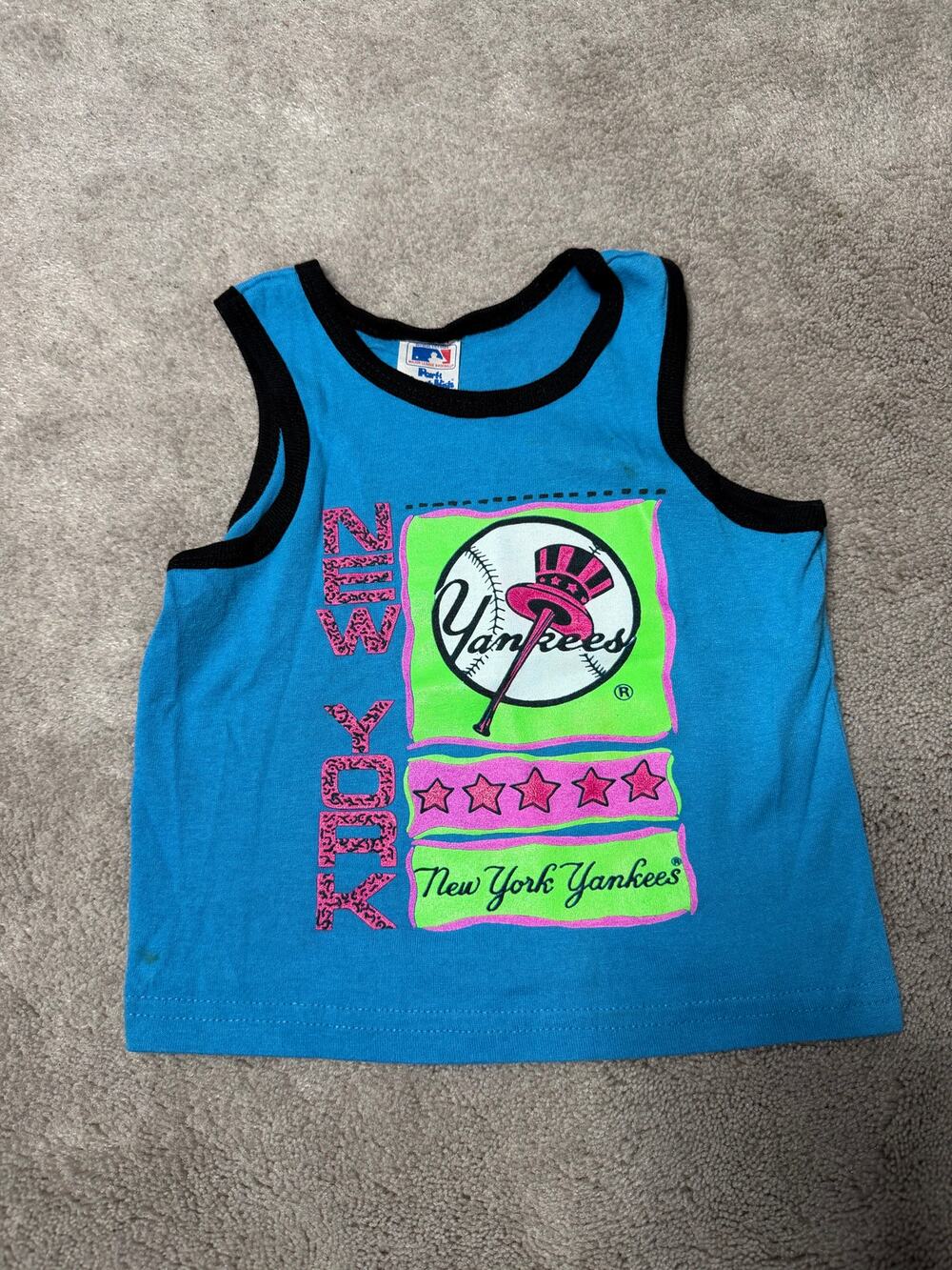 Vintage New York Yankees Park Bench Kids MLB Tank Top 4T Blue